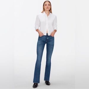 7 For All Mankind Boot Cut Mid Rise Jeans With Distressed Hem Size 32